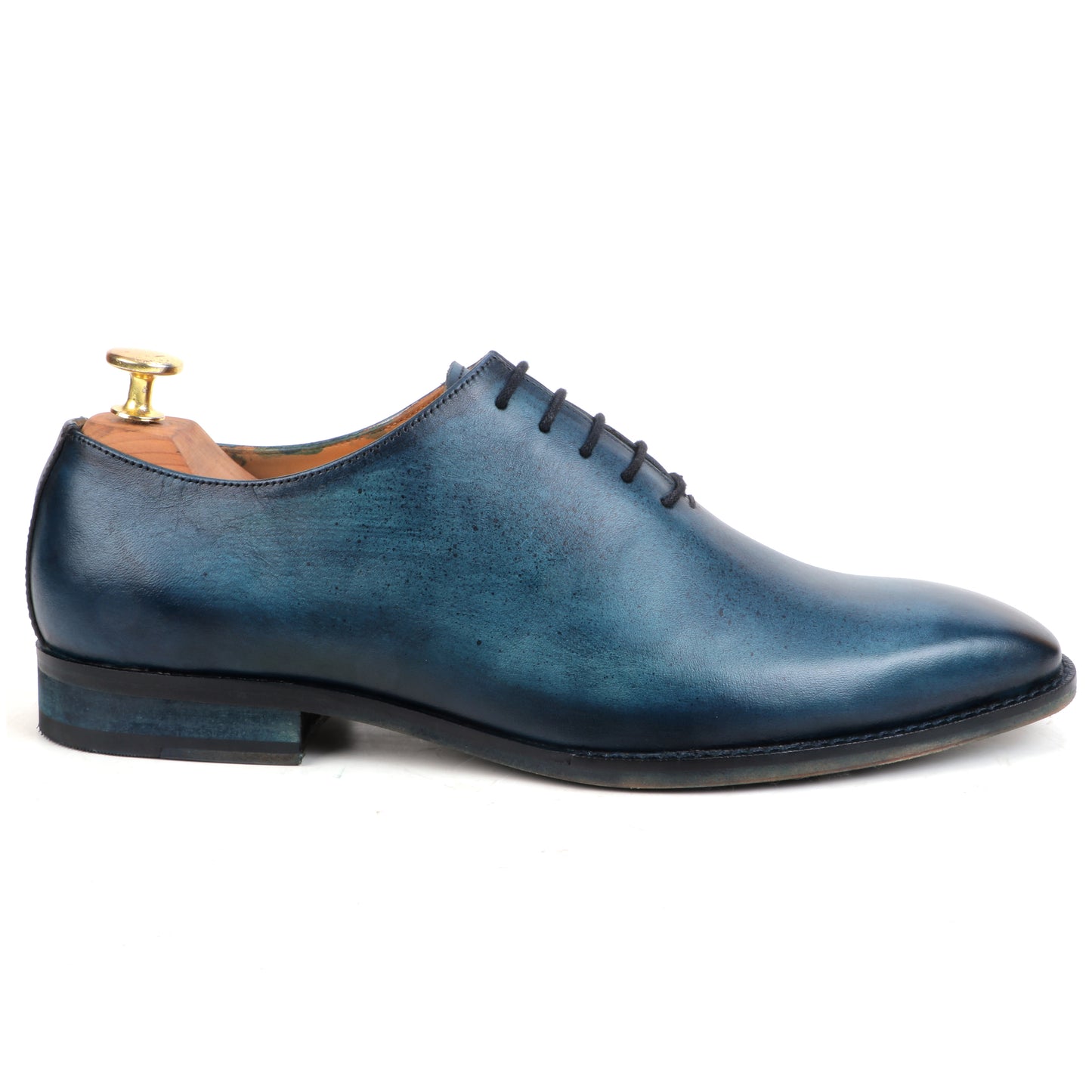 Buy Men's Navy Blue Leather Patina Oxford Shoes Online in India